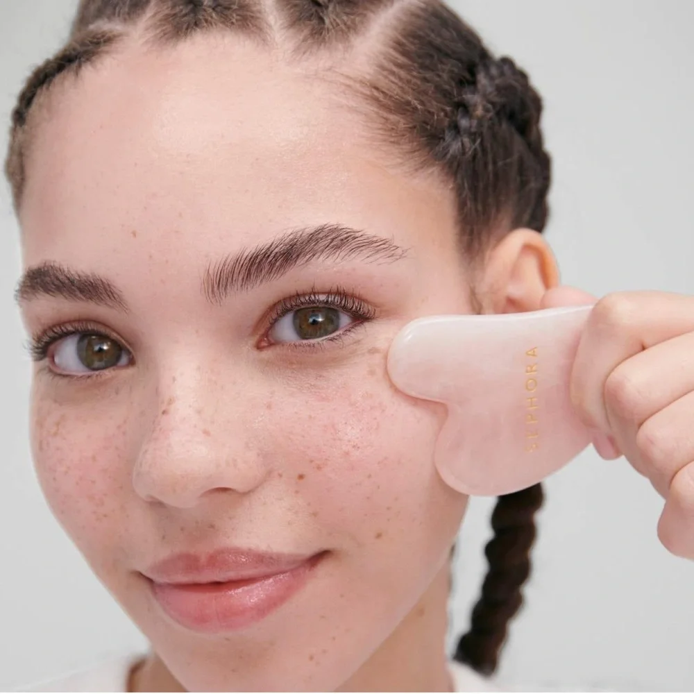 sephora collection rose quartz gua sha | anti aging and increasing skin firmness